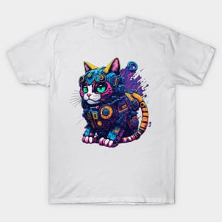 Colorful Robotic Cat T-Shirt